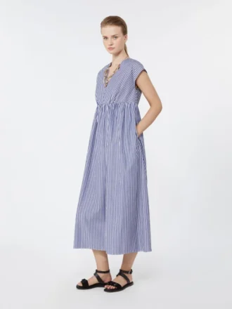 A-Linien-Kleid aus Baumwollpopeline, marineblau
