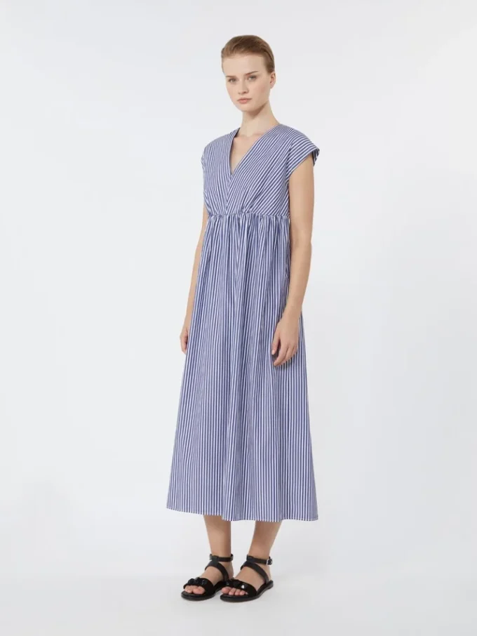 A-Linien-Kleid aus Baumwollpopeline, marineblau