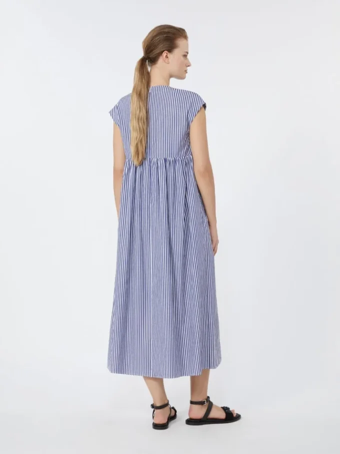 A-Linien-Kleid aus Baumwollpopeline, marineblau