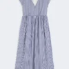 A-Linien-Kleid aus Baumwollpopeline, marineblau