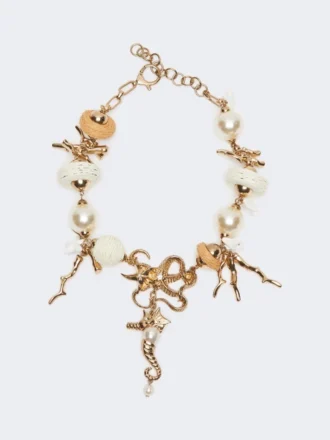 „Abissi“ Choker-Halskette aus Metall und Raffia, gold