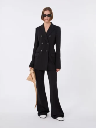 Ausgestellte Hose aus Stretch-Jersey, schwarz