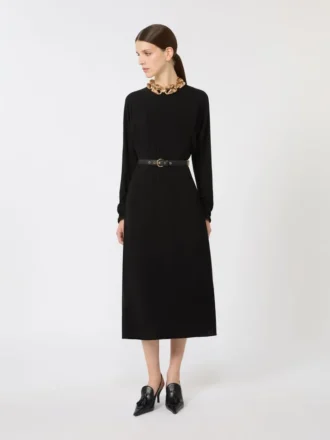 Ausgestelltes Kleid aus Cady, schwarz