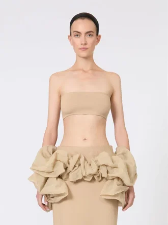 Bandeau-BH aus Stretch-Viskose, kamelfarben