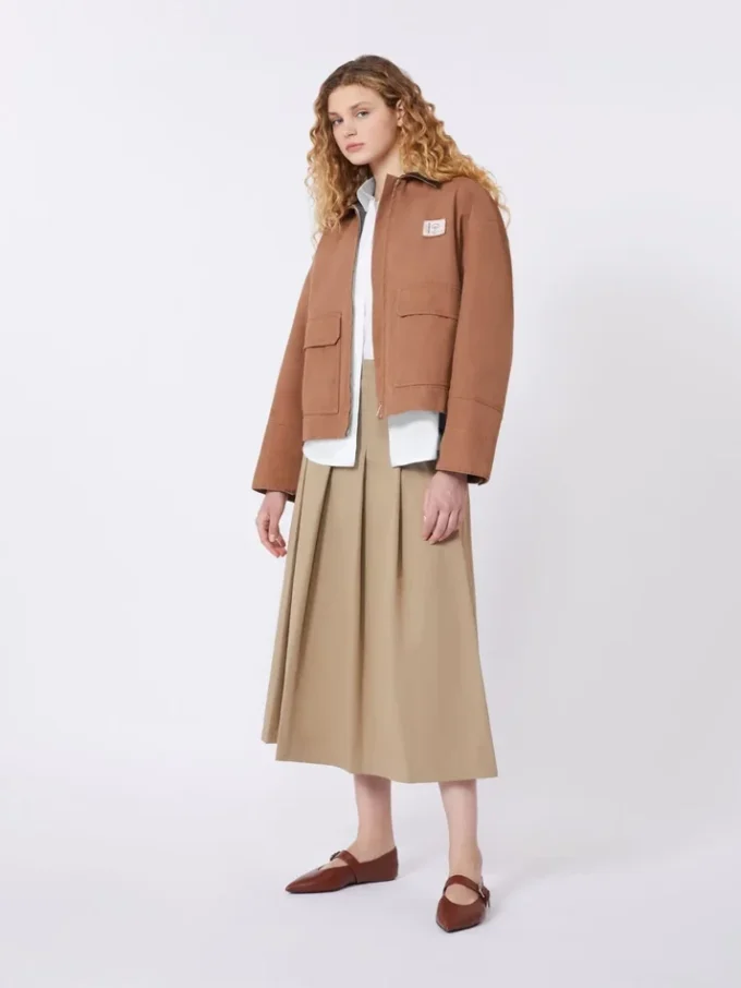 Baumwoll-Canvas-Jacke, tabakfarben