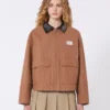 Baumwoll-Canvas-Jacke, tabakfarben
