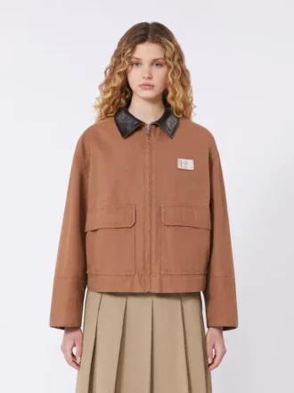 Baumwoll-Canvas-Jacke, tabakfarben