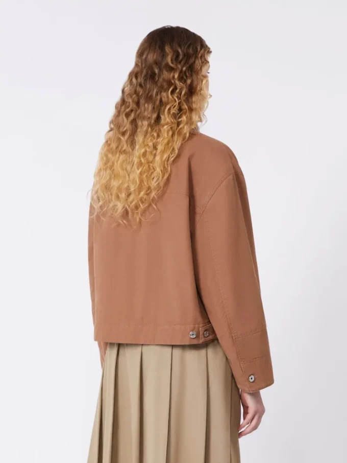 Baumwoll-Canvas-Jacke, tabakfarben
