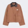 Baumwoll-Canvas-Jacke, tabakfarben