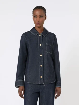 Baumwoll-Denimhemd, ultramarinblau