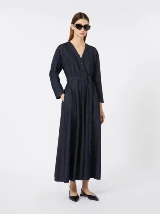 Baumwoll-Denimkleid mit Gürtel, ultramarinblau