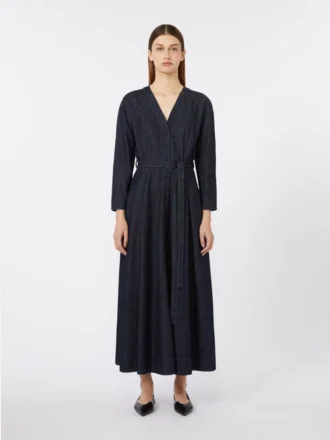 Baumwoll-Denimkleid mit Gürtel, ultramarinblau