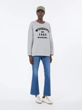 Baumwoll-Sweatshirt mit Rundhalsausschnitt, hellgrau