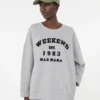 Baumwoll-Sweatshirt mit Rundhalsausschnitt, hellgrau
