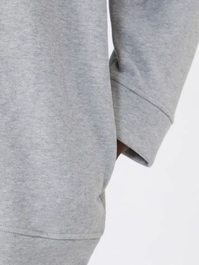 Baumwoll-Sweatshirt mit Rundhalsausschnitt, hellgrau