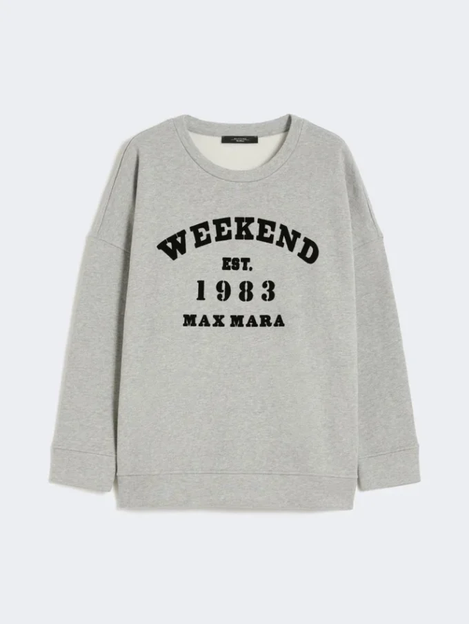 Baumwoll-Sweatshirt mit Rundhalsausschnitt, hellgrau