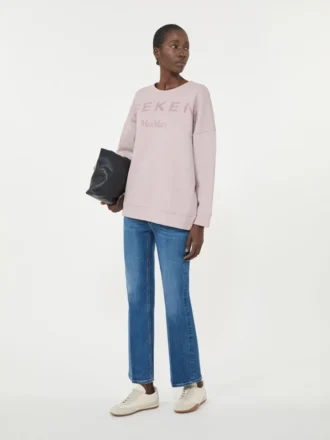 Baumwoll-Sweatshirt mit Rundhalsausschnitt, lila