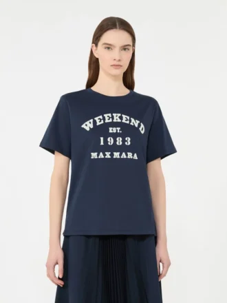 Baumwoll-T-Shirt mit grafischem Aufdruck, marineblau