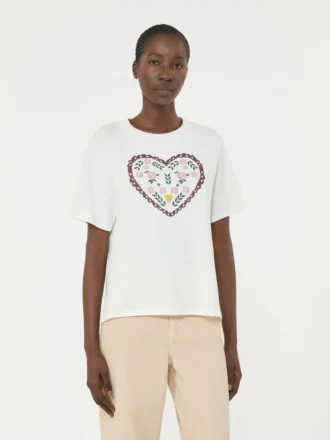 Baumwoll-T-Shirt mit grafischem Aufdruck, weiß