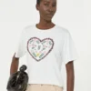 Baumwoll-T-Shirt mit grafischem Aufdruck, weiß Baumwoll-T-Shirt mit grafischem Aufdruck, weiß