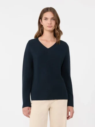 Baumwollpullover in Box-Silhouette, marineblau