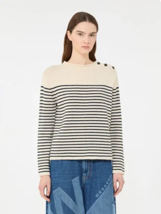 Baumwollpullover in lockerer Passform, marineblau