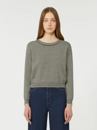 Baumwollpullover mit Rundhalsausschnitt, marineblau