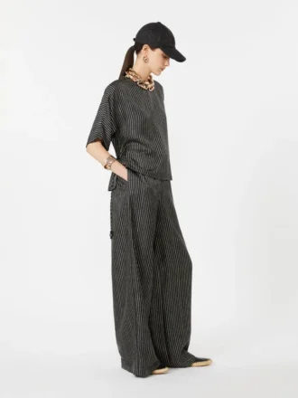 Bedruckte Seidenbluse, schwarz-weiß