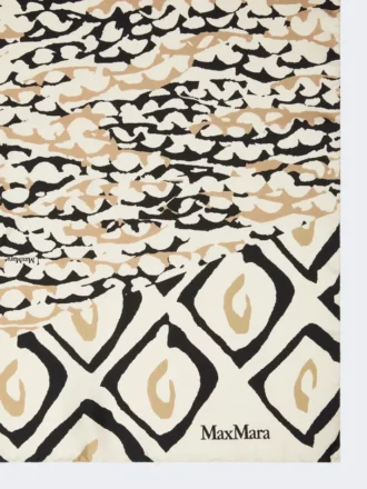 Bedruckter Oversize-Seidenschal, beige
