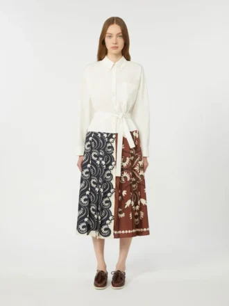 Bedrucktes Hemdkleid aus Baumwolle und Twill, weiß