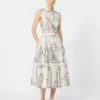 Bedrucktes Mikado-Hemdkleid, Elfenbein Bedrucktes Mikado-Hemdkleid, Elfenbein
