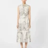 Bedrucktes Mikado-Hemdkleid, Elfenbein Bedrucktes Mikado-Hemdkleid, Elfenbein