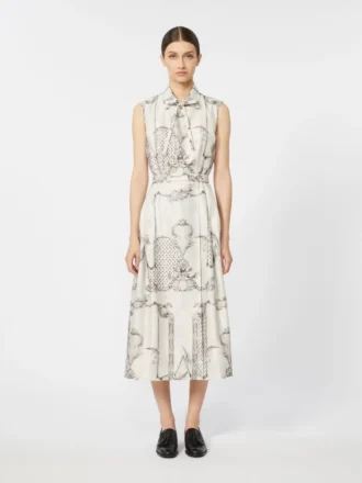 Bedrucktes Mikado-Hemdkleid, Elfenbein