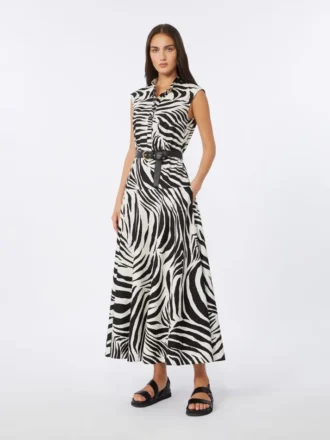 Bedrucktes Popeline-Hemdkleid, schwarz