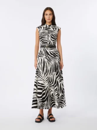 Bedrucktes Popeline-Hemdkleid, schwarz