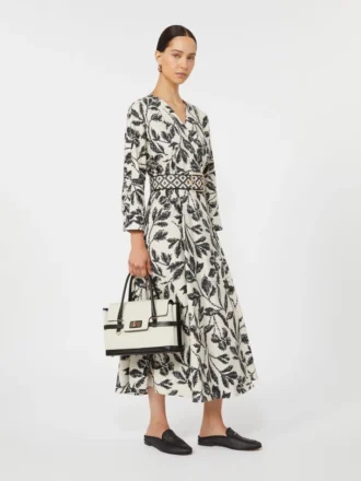 Bedrucktes Popeline-Kleid, beige