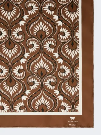 Bedrucktes quadratisches Seidenfoulard, karamellfarben