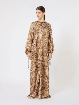 Bedrucktes Seiden-Tunika-Kleid, gold