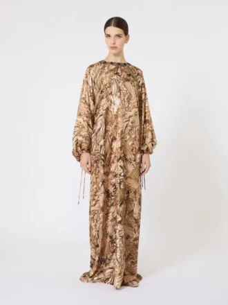 Bedrucktes Seiden-Tunika-Kleid, gold