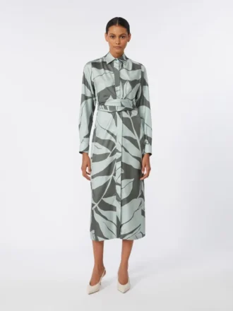 Bedrucktes Seidenhemdkleid, grün