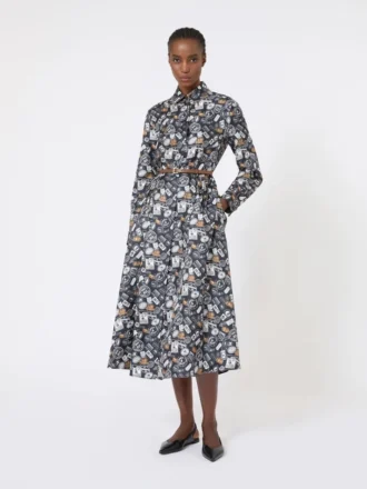 Bedrucktes Seidenhemdkleid, ultramarin