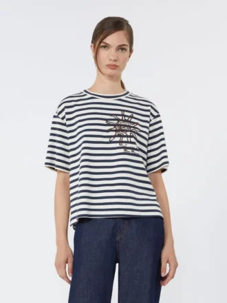 Bedrucktes T-Shirt aus Baumwolljersey, marineblau