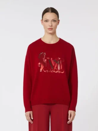 Übergroßer Pullover aus Wolle und Kaschmir, dunkelrot