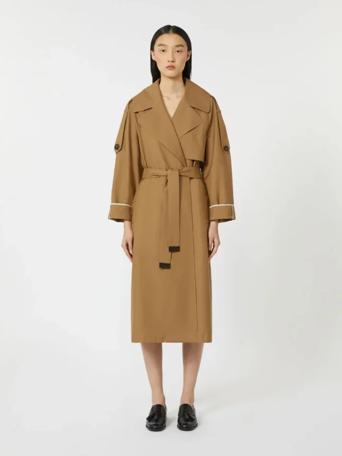 Übergroßer, wasserabweisender Trenchcoat aus Twill, braun