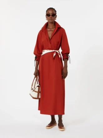 Übergroßes Kleid aus Baumwollpopeline, rot