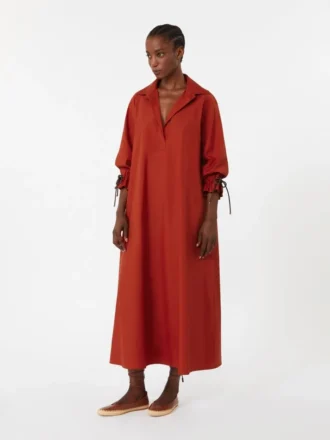 Übergroßes Kleid aus Baumwollpopeline, rot