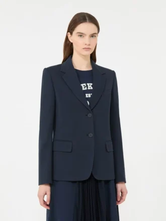 Blazer aus Baumwolljersey, marineblau