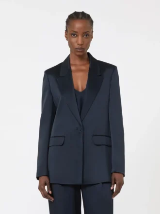 Blazer aus Envers-Satin, mitternachtsblau
