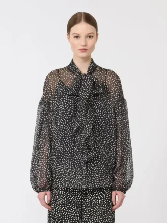 Bluse aus bedrucktem Chiffon, schwarz