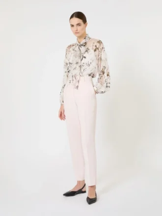 Bluse aus bedrucktem Chiffon, weiß